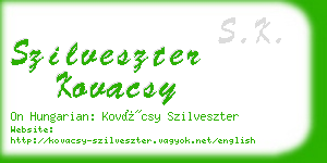 szilveszter kovacsy business card